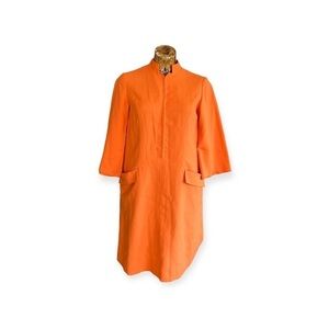 Nicoline orange dress retro scotch guard zip front pockets tunic dress